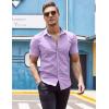 COOFANDY Men’s Muscle Fit Dress Shirts Wrinkle-Free Short Sleeve Casual Button Down Shirt(Lavender)