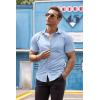 COOFANDY Men’s Muscle Fit Dress Shirts Wrinkle-Free Short Sleeve Casual Button Down Shirt(Light Blue)