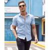 COOFANDY Men’s Muscle Fit Dress Shirts Wrinkle-Free Short Sleeve Casual Button Down Shirt(Light Blue)