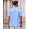 COOFANDY Men’s Muscle Fit Dress Shirts Wrinkle-Free Short Sleeve Casual Button Down Shirt(Light Blue Palm Tree)