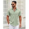 COOFANDY Men’s Muscle Fit Dress Shirts Wrinkle-Free Short Sleeve Casual Button Down Shirt(Light Green)