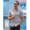 COOFANDY Men’s Muscle Fit Dress Shirts Wrinkle-Free Short Sleeve Casual Button Down Shirt(Light Grey)
