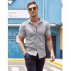 COOFANDY Men’s Muscle Fit Dress Shirts Wrinkle-Free Short Sleeve Casual Button Down Shirt(Light Grey)