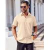 COOFANDY Men’s Muscle Fit Dress Shirts Wrinkle-Free Short Sleeve Casual Button Down Shirt(Light Khaki)