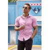 COOFANDY Men’s Muscle Fit Dress Shirts Wrinkle-Free Short Sleeve Casual Button Down Shirt(Light Pink)