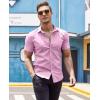 COOFANDY Men’s Muscle Fit Dress Shirts Wrinkle-Free Short Sleeve Casual Button Down Shirt(Light Pink)
