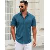 COOFANDY Men’s Muscle Fit Dress Shirts Wrinkle-Free Short Sleeve Casual Button Down Shirt(Midnight Blue)