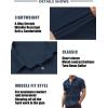 COOFANDY Men’s Muscle Fit Dress Shirts Wrinkle-Free Short Sleeve Casual Button Down Shirt(Navy Blue)