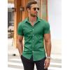 COOFANDY Men’s Muscle Fit Dress Shirts Wrinkle-Free Short Sleeve Casual Button Down Shirt(Ocean Mist)
