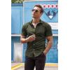 COOFANDY Men’s Muscle Fit Dress Shirts Wrinkle-Free Short Sleeve Casual Button Down Shirt(Olive Green)
