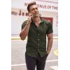 COOFANDY Men’s Muscle Fit Dress Shirts Wrinkle-Free Short Sleeve Casual Button Down Shirt(Olive Green)