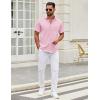 COOFANDY Men’s Muscle Fit Dress Shirts Wrinkle-Free Short Sleeve Casual Button Down Shirt(Pink)