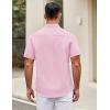 COOFANDY Men’s Muscle Fit Dress Shirts Wrinkle-Free Short Sleeve Casual Button Down Shirt(Pink)