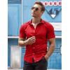 COOFANDY Men’s Muscle Fit Dress Shirts Wrinkle-Free Short Sleeve Casual Button Down Shirt(Red)