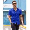 COOFANDY Men’s Muscle Fit Dress Shirts Wrinkle-Free Short Sleeve Casual Button Down Shirt(Royal Blue)