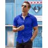COOFANDY Men’s Muscle Fit Dress Shirts Wrinkle-Free Short Sleeve Casual Button Down Shirt(Royal Blue)