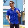 COOFANDY Men’s Muscle Fit Dress Shirts Wrinkle-Free Short Sleeve Casual Button Down Shirt(Royal Blue)