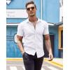 COOFANDY Men’s Muscle Fit Dress Shirts Wrinkle-Free Short Sleeve Casual Button Down Shirt(White)