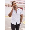 COOFANDY Men’s Muscle Fit Dress Shirts Wrinkle-Free Short Sleeve Casual Button Down Shirt(White)