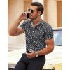 COOFANDY Men’s Muscle Fit Dress Shirts Wrinkle-Free Short Sleeve Casual Button Down Shirt(White Flower-black)