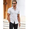 COOFANDY Men’s Muscle Fit Dress Shirts Wrinkle-Free Short Sleeve Casual Button Down Shirt(White-print)