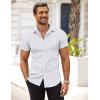 COOFANDY Men’s Muscle Fit Dress Shirts Wrinkle-Free Short Sleeve Casual Button Down Shirt(White-print)
