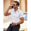 COOFANDY Men’s Muscle Fit Dress Shirts Wrinkle-Free Short Sleeve Casual Button Down Shirt(White-print)