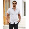 COOFANDY Men’s Muscle Fit Dress Shirts Wrinkle-Free Short Sleeve Casual Button Down Shirt(White-print)