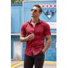 COOFANDY Men’s Muscle Fit Dress Shirts Wrinkle-Free Short Sleeve Casual Button Down Shirt(Wine Red)