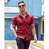 COOFANDY Men’s Muscle Fit Dress Shirts Wrinkle-Free Short Sleeve Casual Button Down Shirt(Wine Red)