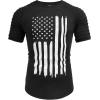 COOFANDY Men’s Muscle T-Shirt Pleated Raglan Sleeve Bodybuilding Gym Tee Short Sleeve Fashion Workout Shirts Hipster Shirt(Black American Flag)