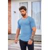 COOFANDY Men’s Muscle T-Shirt Pleated Raglan Sleeve Bodybuilding Gym Tee Short Sleeve Fashion Workout Shirts Hipster Shirt(Clear Blue)