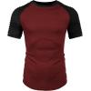 COOFANDY Men’s Muscle T-Shirt Pleated Raglan Sleeve Bodybuilding Gym Tee Short Sleeve Fashion Workout Shirts Hipster Shirt(Pattern9 (Red & Black))