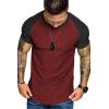COOFANDY Men’s Muscle T-Shirt Pleated Raglan Sleeve Bodybuilding Gym Tee Short Sleeve Fashion Workout Shirts Hipster Shirt(Pattern9 (Red & Black))