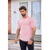 COOFANDY Men’s Muscle T-Shirt Pleated Raglan Sleeve Bodybuilding Gym Tee Short Sleeve Fashion Workout Shirts Hipster Shirt(Pink)