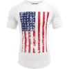 COOFANDY Men’s Muscle T-Shirt Pleated Raglan Sleeve Bodybuilding Gym Tee Short Sleeve Fashion Workout Shirts Hipster Shirt(White American Flag)