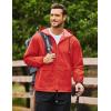 COOFANDY Mens Packable Rain Jacket Lightweight Waterproof Raincoat with Hood Outdoor Rain Gear Travel Hiking Cycling(Red)