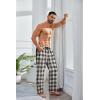 COOFANDY Men’s Plaid Casual Pants Soft Cotton Pajama Pants Drawstring Checkered Lounge Sweatpant with Pockets(Apricot Black White Plaid)