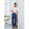 COOFANDY Men’s Plaid Casual Pants Soft Cotton Pajama Pants Drawstring Checkered Lounge Sweatpant with Pockets(Blue Black Plaid)