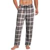 COOFANDY Men’s Plaid Casual Pants Soft Cotton Pajama Pants Drawstring Checkered Lounge Sweatpant with Pockets(Brown Black White Plaid)
