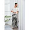 COOFANDY Men’s Plaid Casual Pants Soft Cotton Pajama Pants Drawstring Checkered Lounge Sweatpant with Pockets(Gray Black White Plaid)