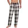 COOFANDY Men’s Plaid Casual Pants Soft Cotton Pajama Pants Drawstring Checkered Lounge Sweatpant with Pockets(Khaki Black White Plaid (Heavyweight))