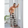 COOFANDY Men’s Plaid Casual Pants Soft Cotton Pajama Pants Drawstring Checkered Lounge Sweatpant with Pockets(Khaki Black White Plaid (Heavyweight))