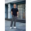 COOFANDY Men’s Plaid Casual Pants Soft Cotton Pajama Pants Drawstring Checkered Lounge Sweatpant with Pockets(Navy Plaid)