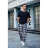 COOFANDY Men’s Plaid Casual Pants Soft Cotton Pajama Pants Drawstring Checkered Lounge Sweatpant with Pockets(Navy White Plaid)