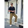 COOFANDY Men’s Plaid Casual Pants Soft Cotton Pajama Pants Drawstring Checkered Lounge Sweatpant with Pockets(Navy Yellow Plaid)