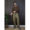 COOFANDY Men’s Plaid Casual Pants Soft Cotton Pajama Pants Drawstring Checkered Lounge Sweatpant with Pockets(Navy Yellow Plaid)