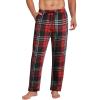 COOFANDY Men’s Plaid Casual Pants Soft Cotton Pajama Pants Drawstring Checkered Lounge Sweatpant with Pockets(Red Black White Plaid (Heavyweight))