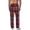 COOFANDY Men’s Plaid Casual Pants Soft Cotton Pajama Pants Drawstring Checkered Lounge Sweatpant with Pockets(Red Black White Plaid (Heavyweight))