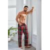 COOFANDY Men’s Plaid Casual Pants Soft Cotton Pajama Pants Drawstring Checkered Lounge Sweatpant with Pockets(Red Black White Plaid (Heavyweight))